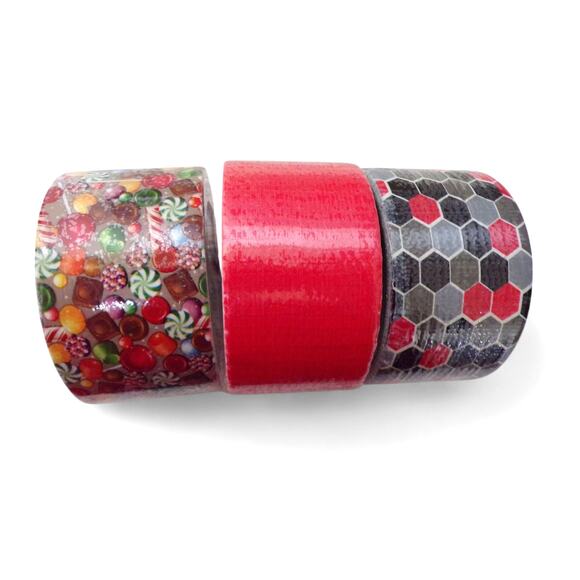 Decorative Duct Tape Lot Candy Red Hexagons 1.89" Wide x 15 Ft Red 10 Yds - Picture 1 of 3